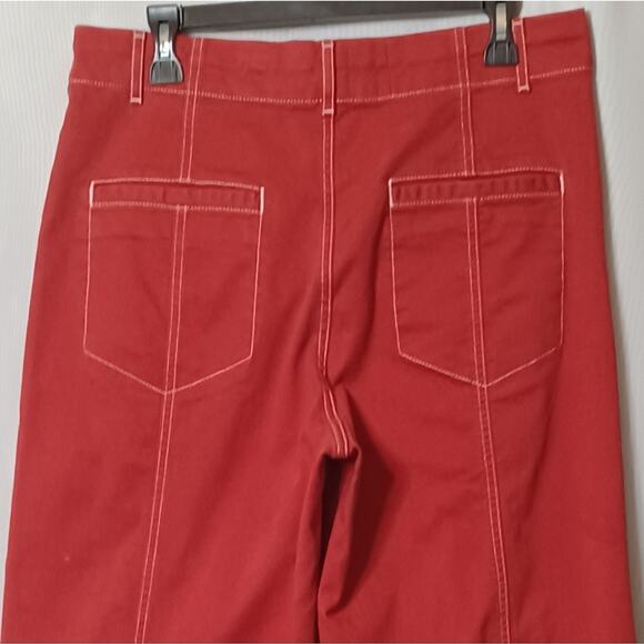 Anthropologie Maeve Red High-Rise Wide Leg Stretch Jeans. Size 32 - Picture 8 of 13